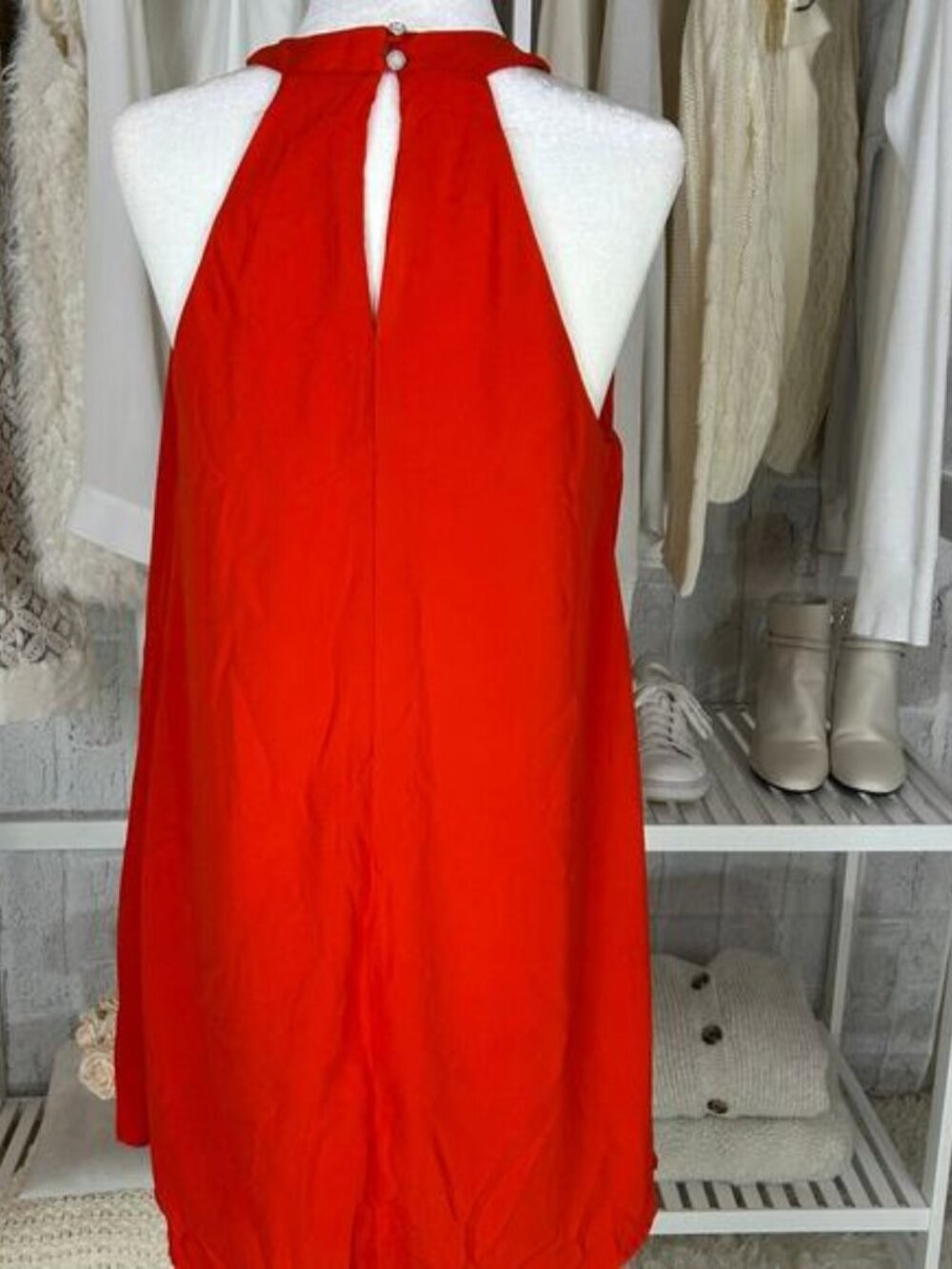 One Clothing Women's Size M Orange Halter Neck Button Back Swing Dress #0430 - Picture 2 of 2